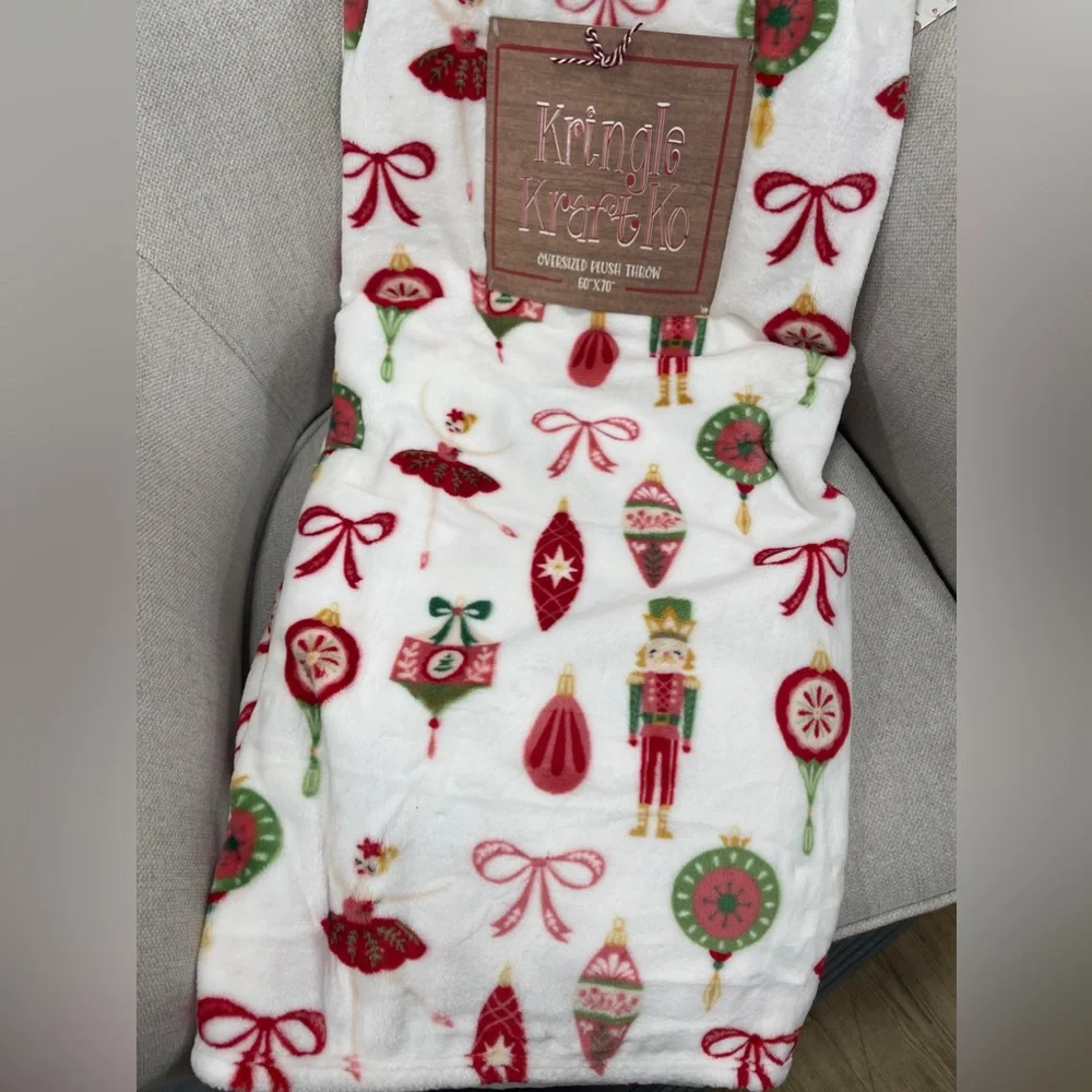 Pink Christmas The Nutcracker Ballet Holiday Plush Blanket 60”x70” NWT